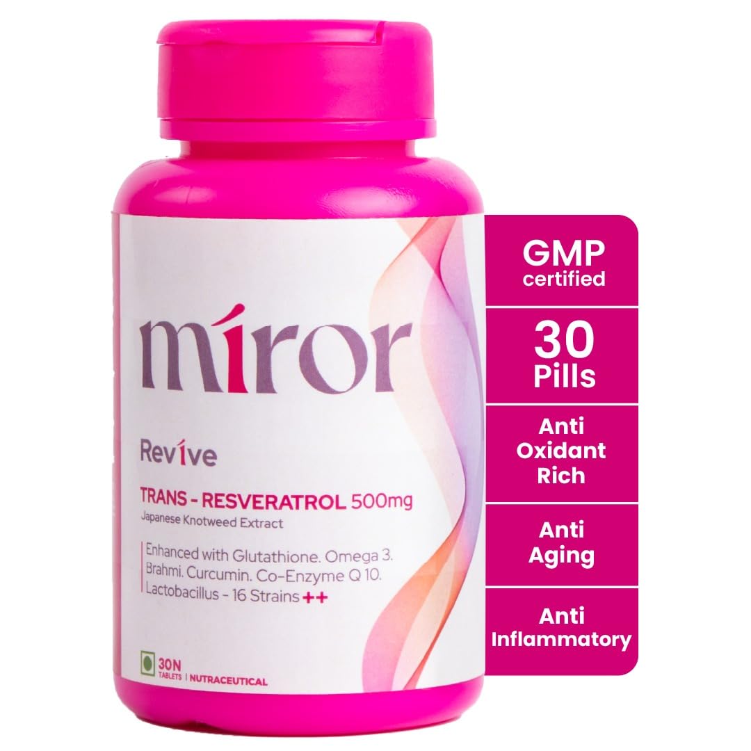 Miror Revive Trans Resveratrol ++ 500 Mg Tablets - 30 Tabs - DesiPick