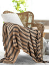 Sashaa World Striped Throw Medium with Tasselled Edges Colour Charcoal