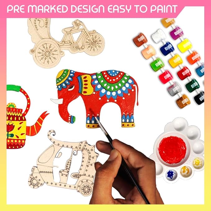 Solobolo Paitning Kit for Kids | Art & Craft Kit for Kids 6-12 | Truck Art Kit | Wood, Brown