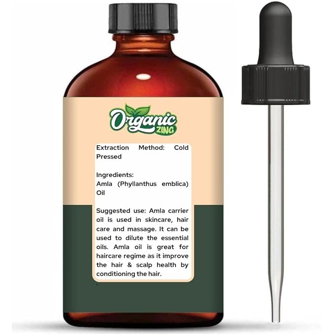 Organic Zing Amla Oil for Pure & Natural for Skin, Face, Hair Care, Aromatherapy & Massage - 118 Ml