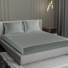 Cloth Fusion Satin Elastic Fitted Bedsheets Double Bed Luxury Queen Size with 2 Pillow Covers H603 280 TC Silver