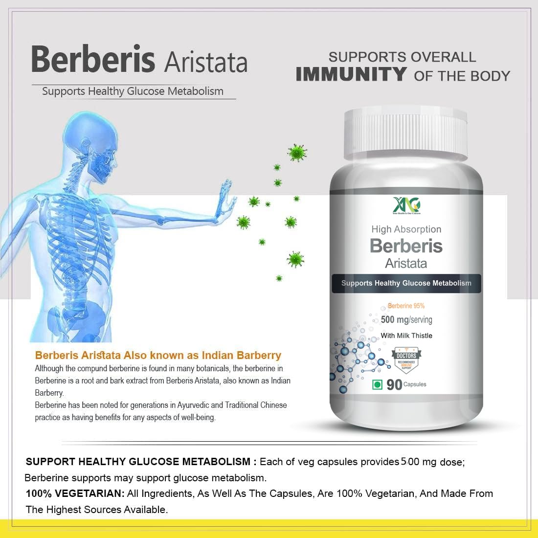 ANC Herbal Berberis Berberine Capsules - 90 caps - DesiPick