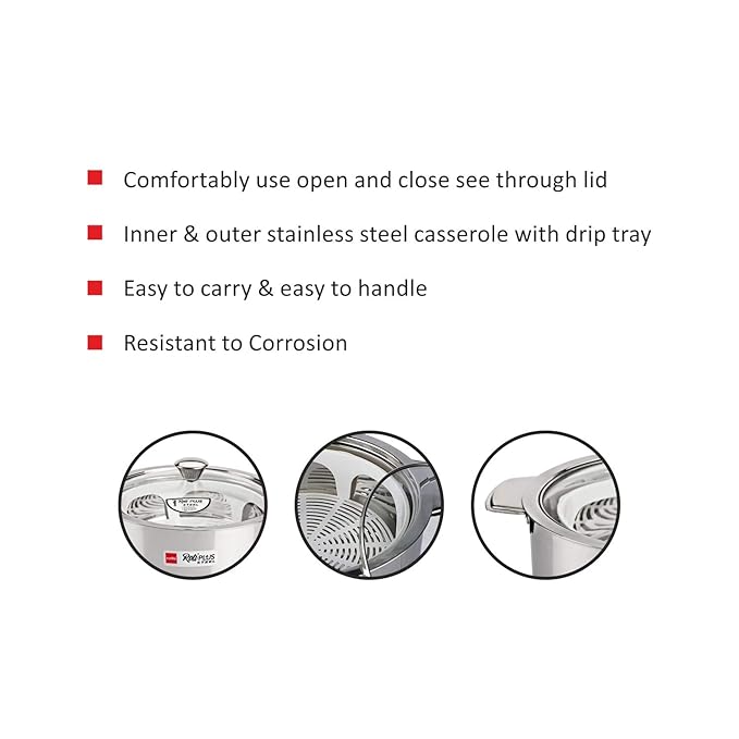 Cello Roti Plus Big Solid Stainless Steel Double Walled Casserole for ...