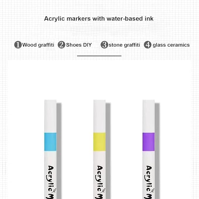 Hobby India Colourful Waterproof Acrylic Pen 12 Shades | Paint Pen Marker Set Fine Dry Tip Acrylic Markers