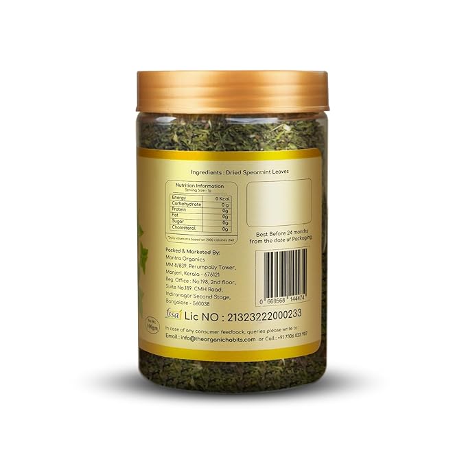 Organic Habits Spearmint Leaves Tea 100 Gms | 100% Natural Dried Spearmint Loose Leaves Tea | Spearmint Herbal Tea