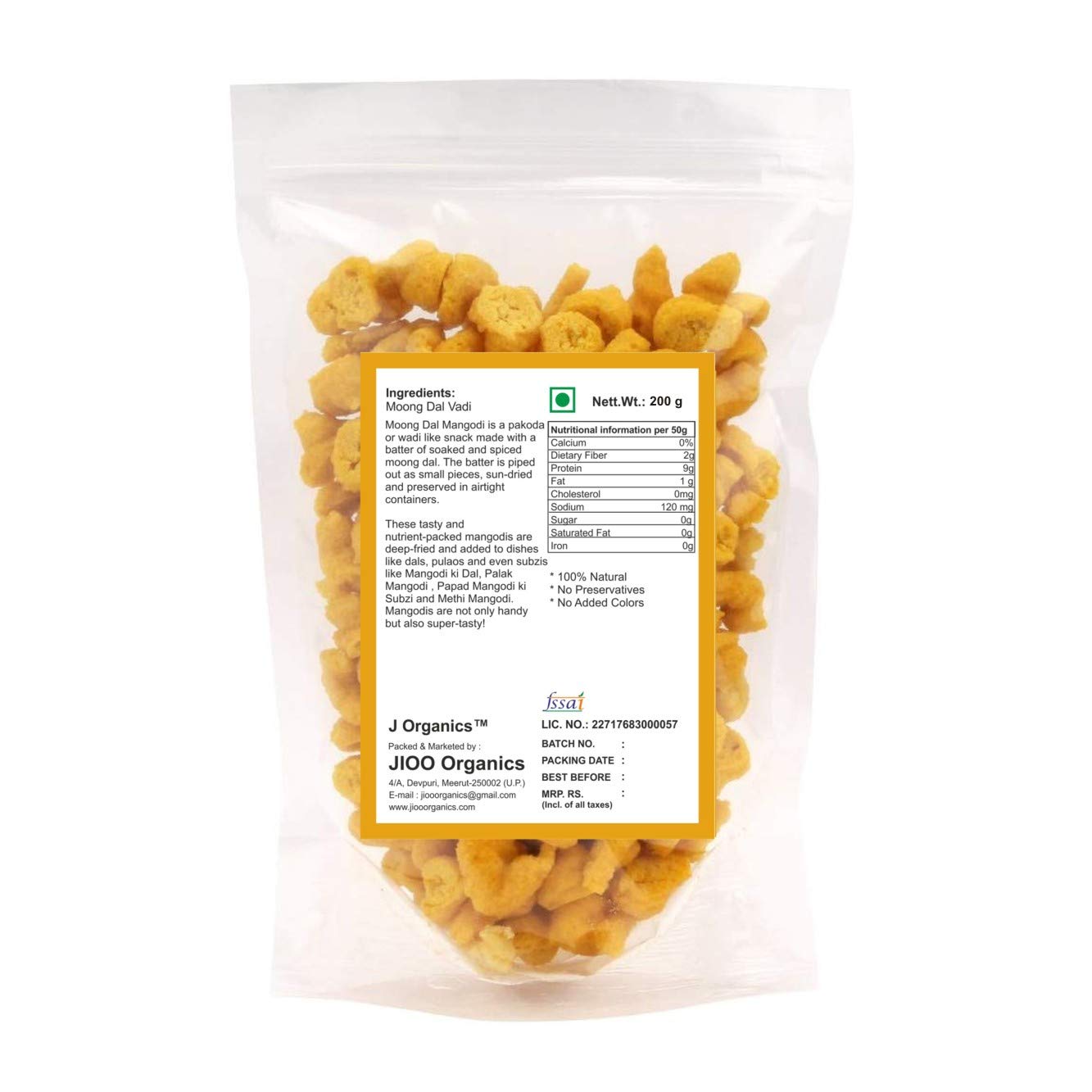 Jioo Organics Moong Dal Wadi - 200 gms