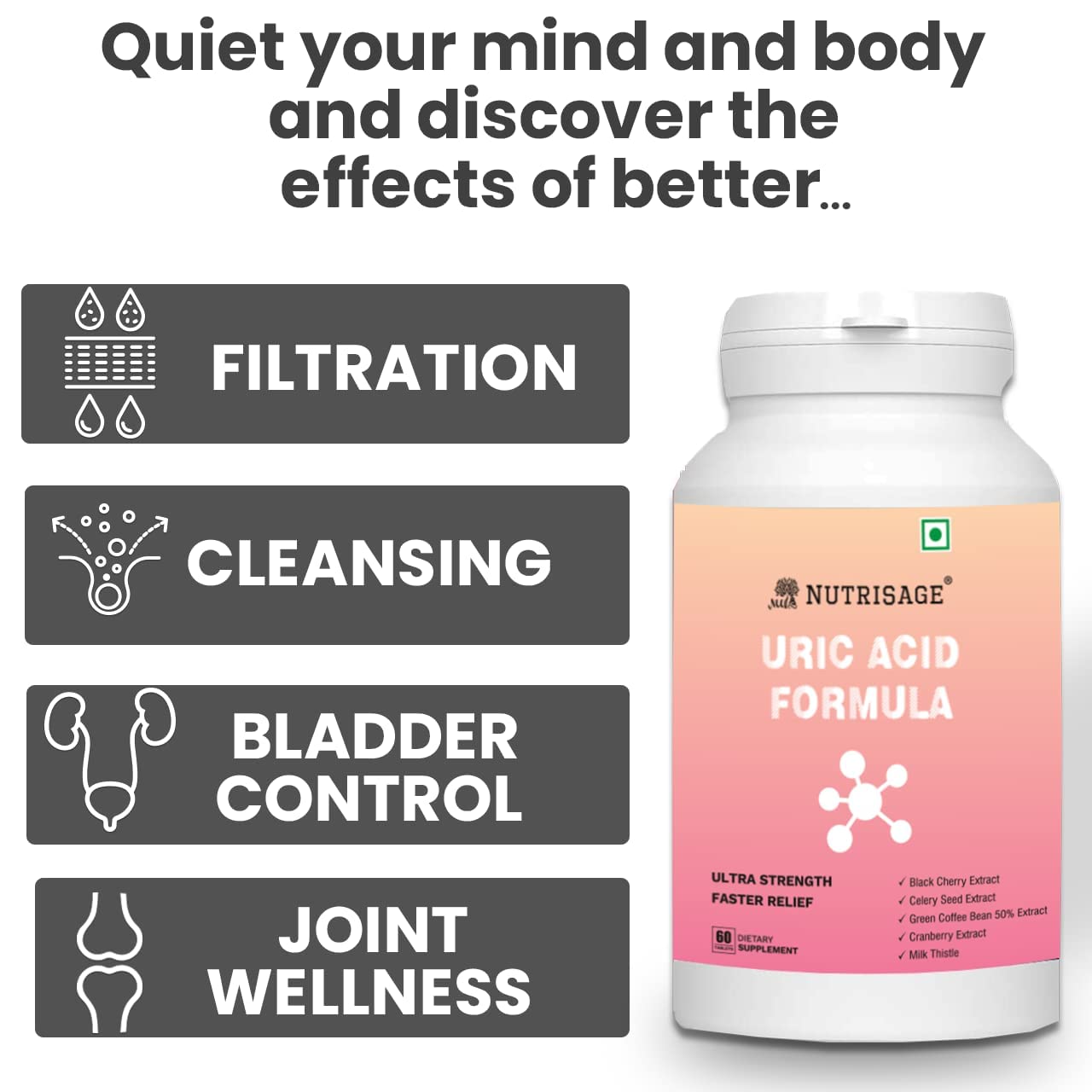 Nutrisage Uric Acid Formula Tablets - 60 Tabs