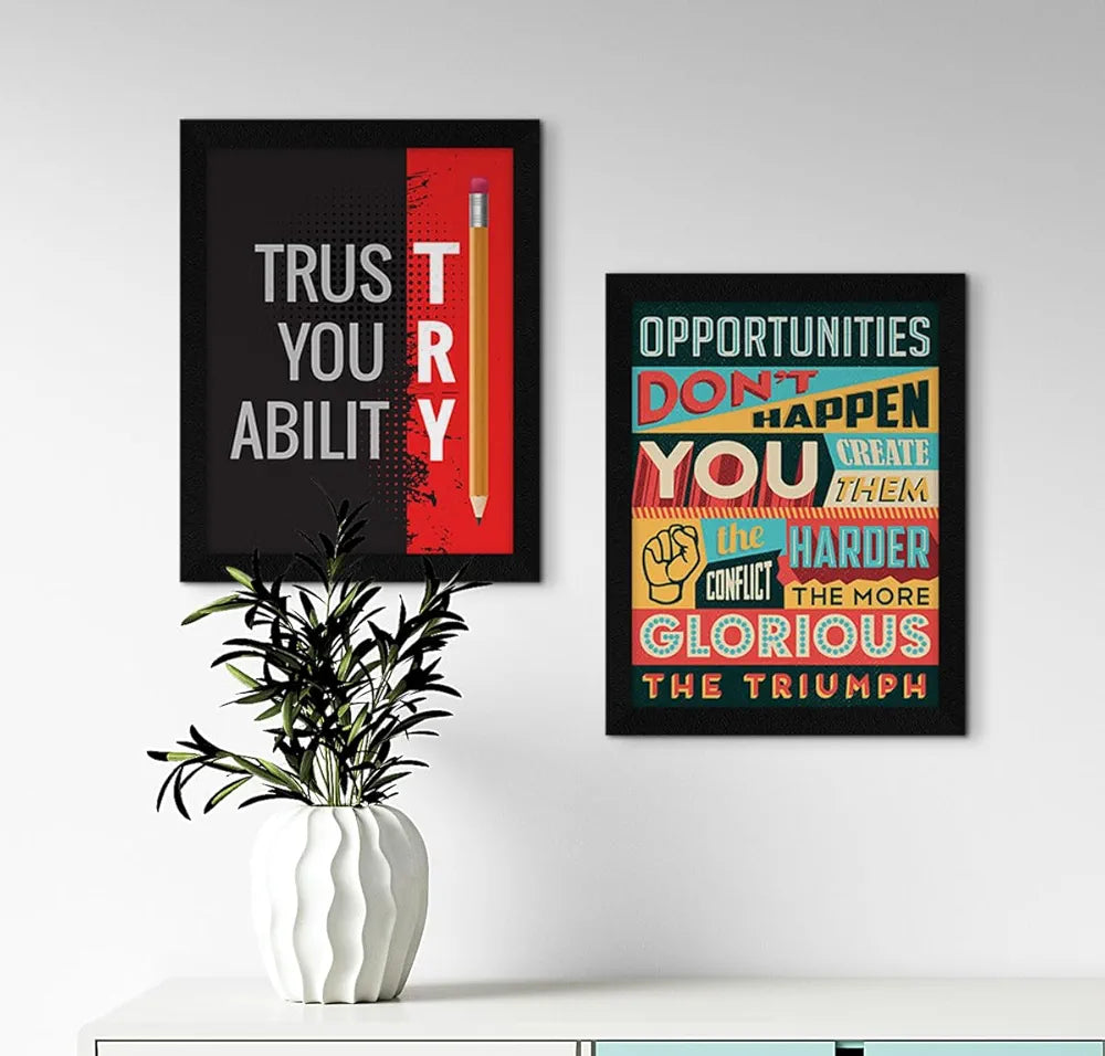 ArtX Paper Motivational Quotes Wall Frames AXF00115-MOT Set of 4 - DesiPick