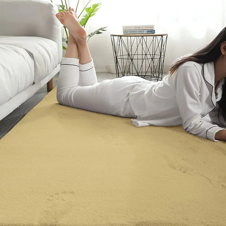 Luxe Home International Ruffle Floor Rug 3 X 5 Ft Colour Gold - DesiPick