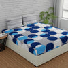 Huesland by Ahmedabad Cotton 144 TC Bedsheet for King Size Bed with 2 Pillow Covers | Bubble Drop | Blue, Grey & White