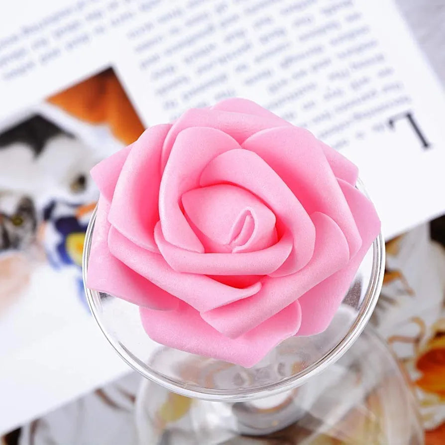 100 Pcs Artificial Rose Flower Heads Real Looking Baby Pink Fake Roses Flowers Foam Blush Roses