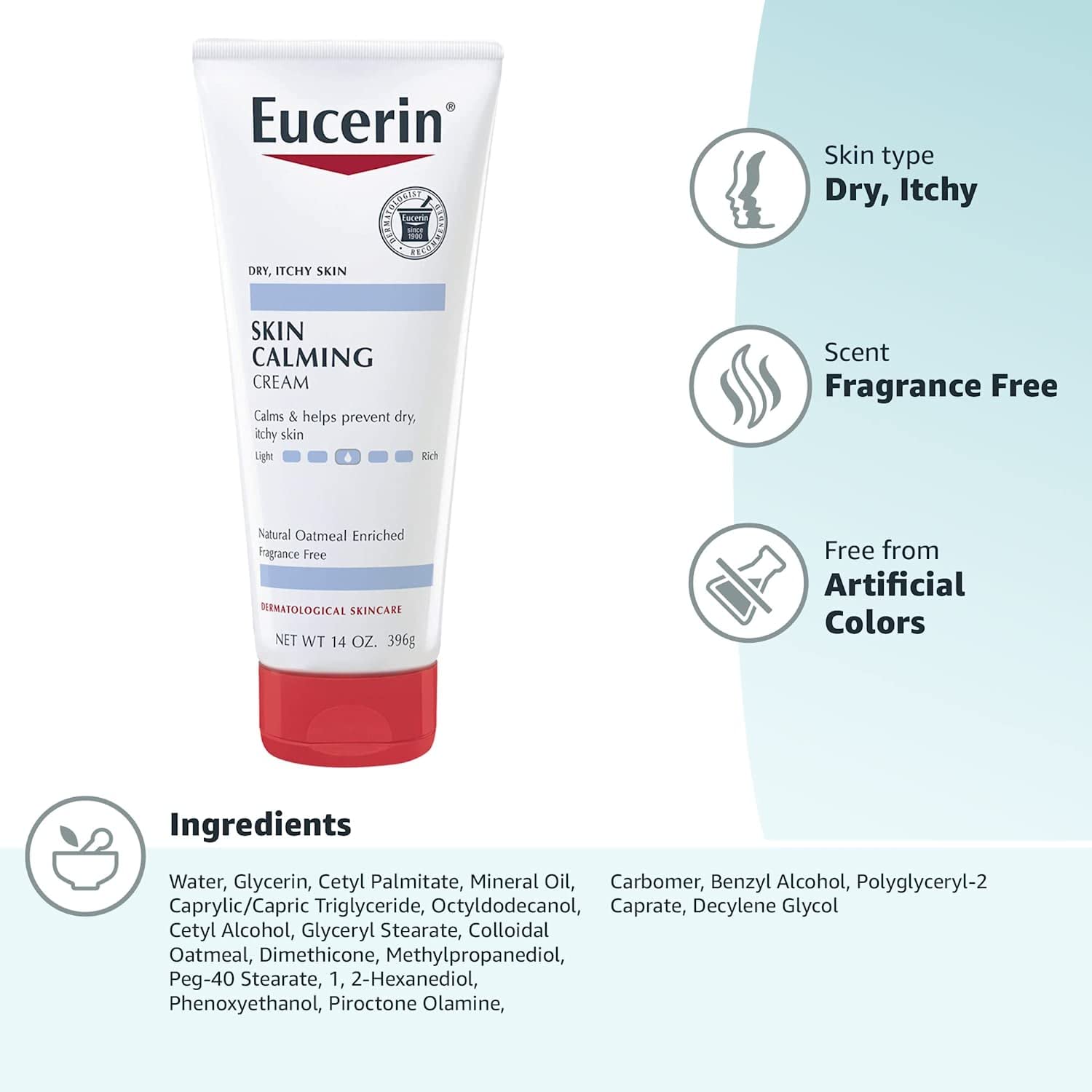 Eucerin Skin Calming Creme, Dry, Itchy Skin - 396 Gms
