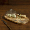 Ellementry Fleur D'Or Platter with Glass Cloche Wooden Serving Tray for Cakes Pastries