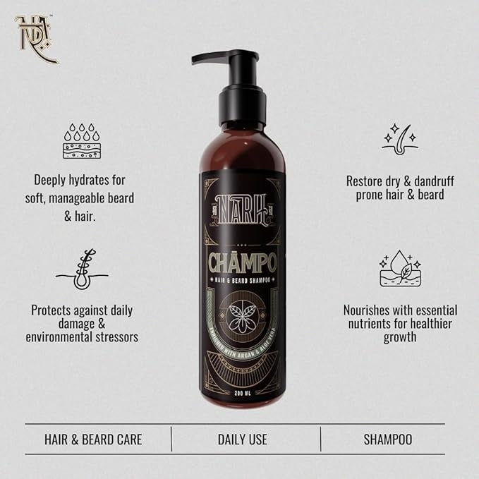 Narh Champo Argan Oil & Aloe Vera Beard & Hair Shampoo - 200 ml
