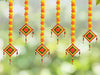 Handmade Artificial Marigold Fluffy Flowers Colorful Woolen Kite Bells Hangings 39 Inches Pack of 6