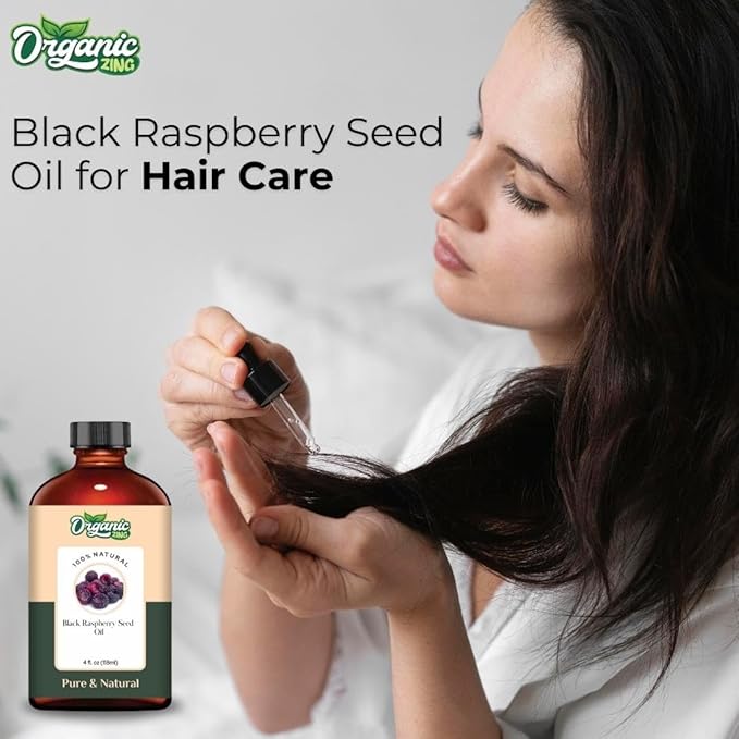 Organic Zing Black Raspberry Seed (Rubus Occidentalis) Oil | Carrier Oil for Skincare and Hair Care - 118 Ml
