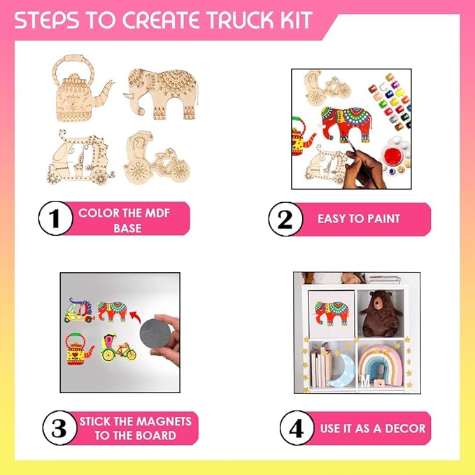 Solobolo Paitning Kit for Kids | Art & Craft Kit for Kids 6-12 | Truck Art Kit | Wood, Brown