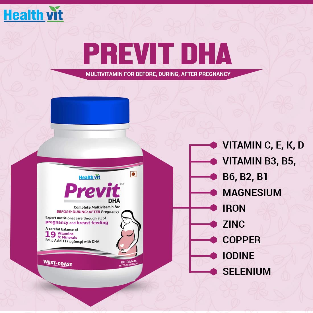 Healthvit Previt Prenatal - 60 tabs - DesiPick