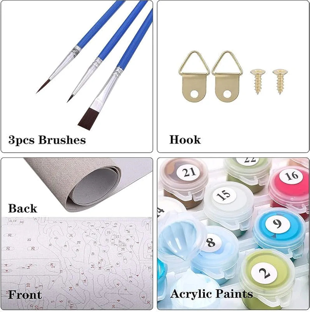 TULIP N TURTLE Scarlet Macau DIY Acrylic Paint by Number Kit for Adults Kids Beginner Number Painting kit DIY Canvas Painting by Number Wall Decoration DIY Painting kit for Adults