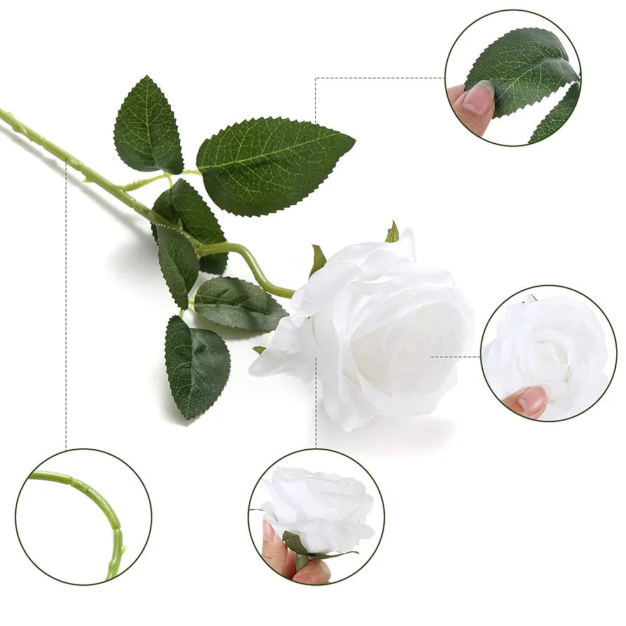 12 Pcs Artificial Roses Flowers Silk