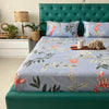 Urban Space Serene Cotton Bedsheet for Double Bed 2 Pillow Covers (Colour Bloom ray Grey)