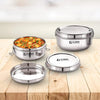 Kuber Industries SS Food Pack Lunch Box | 250ml + 400ml | 2pc | Steel Separator | Locking Clip