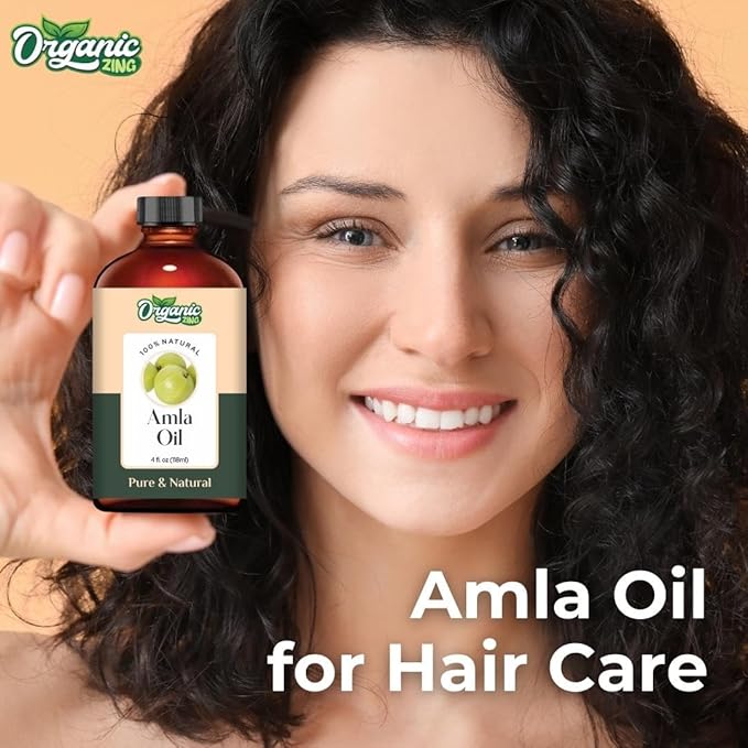 Organic Zing Amla Oil for Pure & Natural for Skin, Face, Hair Care, Aromatherapy & Massage - 118 Ml