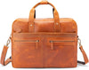 Leather Multi Pockets Office Laptop Messenger Bag For Men | Brown