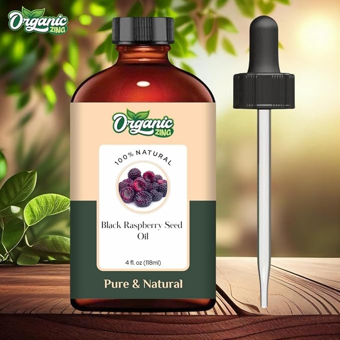 Organic Zing Black Raspberry Seed (Rubus Occidentalis) Oil | Carrier Oil for Skincare and Hair Care - 118 Ml