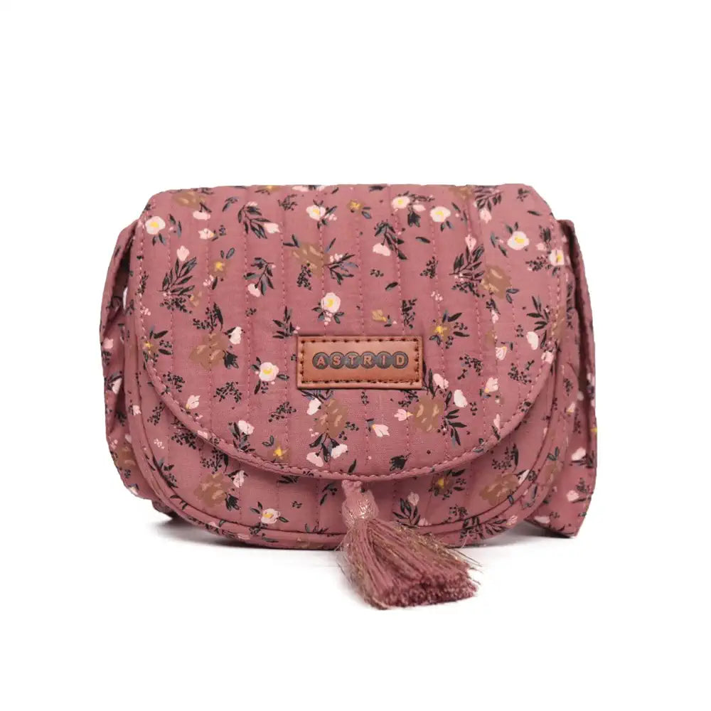 Astrid Handmade Macrame Flap Over Sling Bag For Girls And Women Colour Old Rose