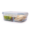 Anko 3-Compartment Glass Box | Lockable Lids | Leak-Proof | Spill-Proof | Clear