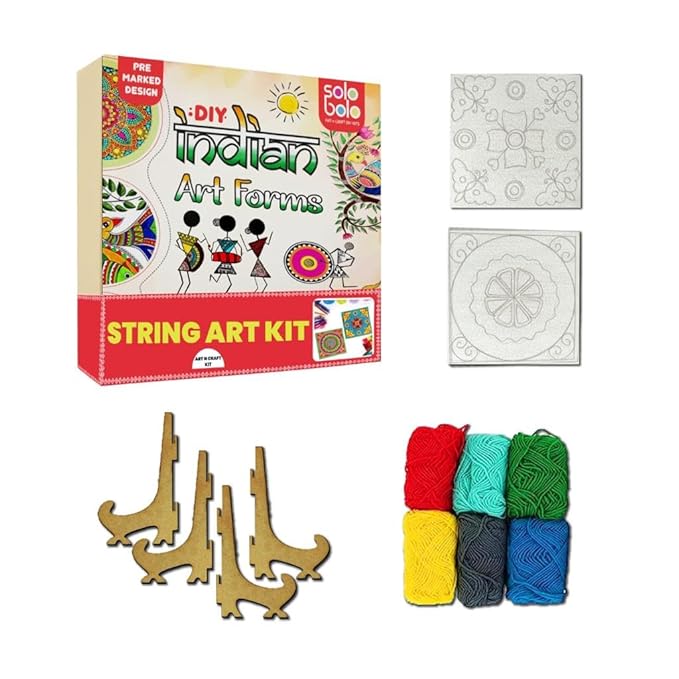 Solobolo String Art Kit With Pre-marked Canvas Art Board | Art and Craft Kit for Kids