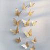 Xtore 12pcs 3D Home Decor Butterfly with Sticking Pad Golden