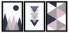 ArtX Paper Aesthetic Geometric Patterns Wall Painting Big Size Framed Painting Set Of 3