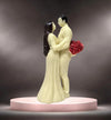 Gold Art India Couple Figurine with Ivory Finish Red Flower Bouquet