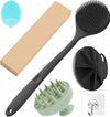 ETSAP Soft Silicone Back Scrubber Long Handle Bath Brush + Body Scrubber Bath Brush + Scalp Massager for Hair + Face Scrubber Brush, Combination Combo