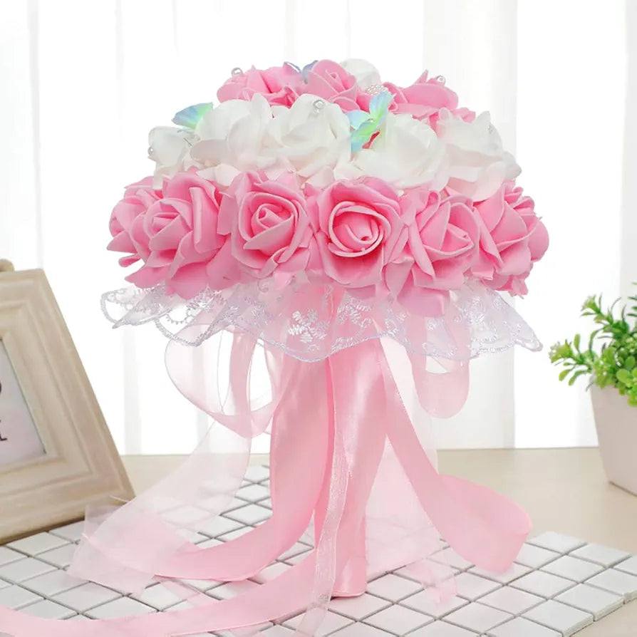 100 Pcs Artificial Rose Flower Heads Real Looking Baby Pink Fake Roses Flowers Foam Blush Roses