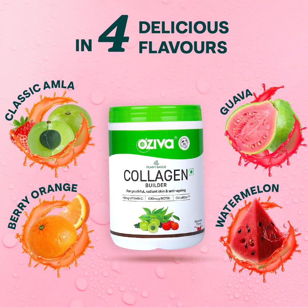 OZiva Vegan Collagen Builder Berry Orange & Watermelon & Guava Glow