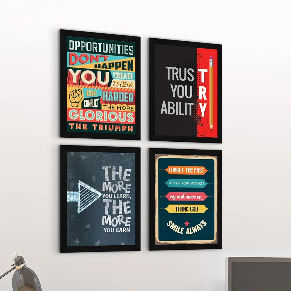 ArtX Paper Motivational Quotes Wall Frames AXF00115-MOT Set of 4 - DesiPick