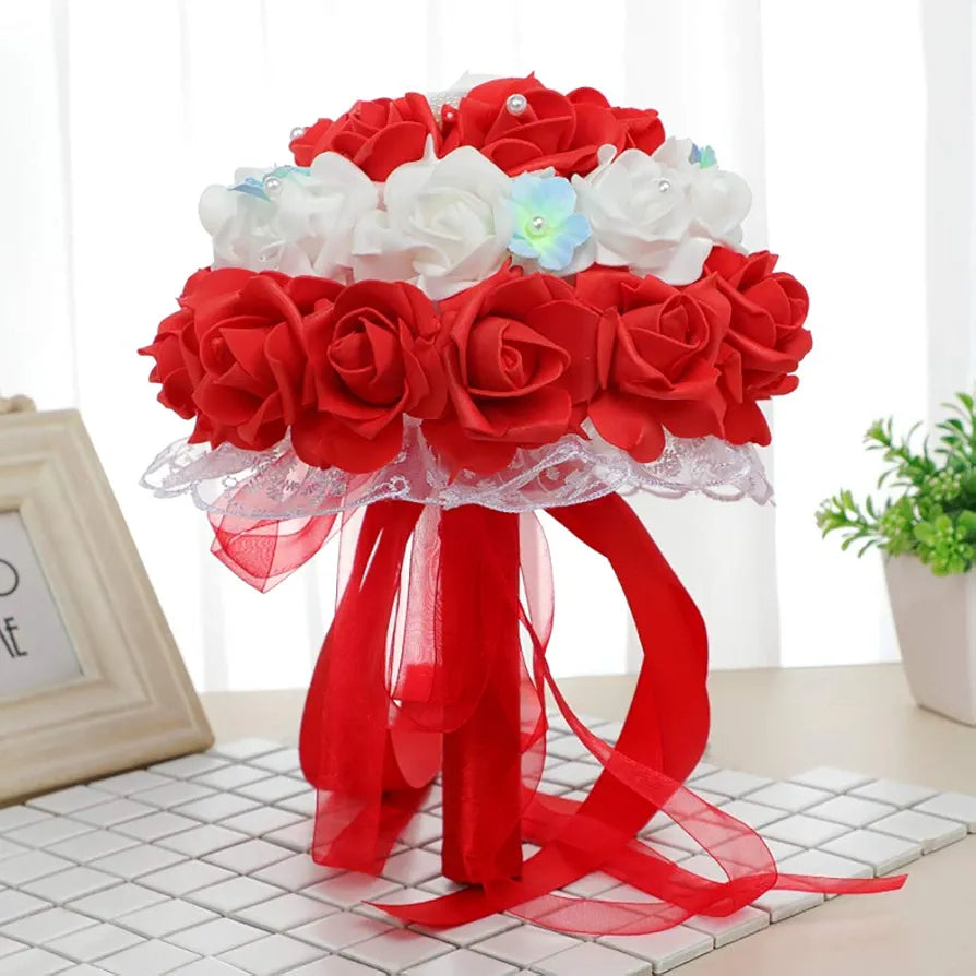 100 Pcs Artificial Flowers Roses Flower Heads Coral Red Foam Fake Roses