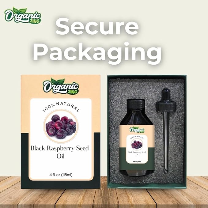 Organic Zing Black Raspberry Seed (Rubus Occidentalis) Oil | Carrier Oil for Skincare and Hair Care - 118 Ml