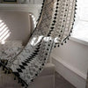Huesland Cotton Curtains for Door, 7 Feet Long 1 Bohemian Eyelet Curtain | Boho Tribal White & Black