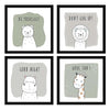 ArtX Paper Cute Animal AXJ00126-ANI With Quote Wall Art Painting Framed Paintings Set of 4