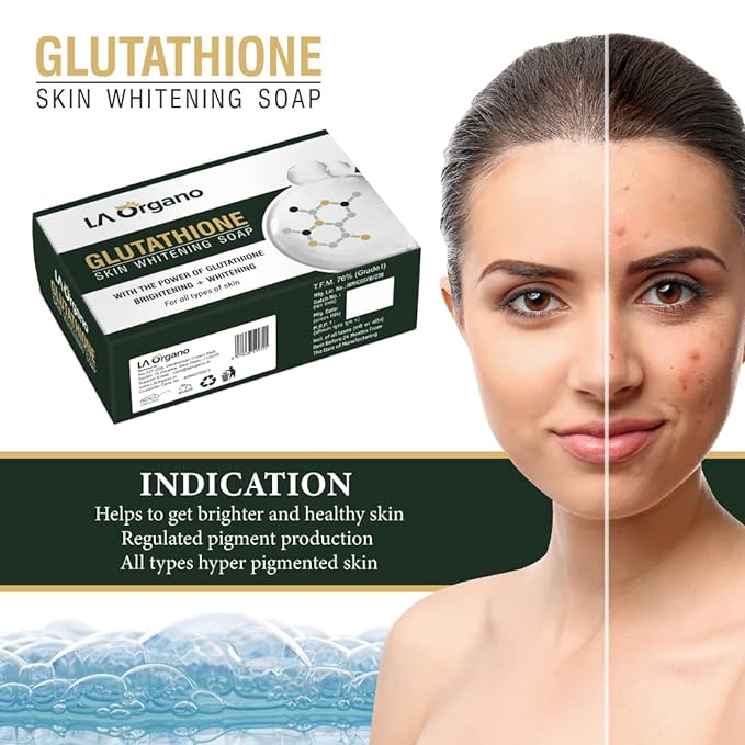 La Organo Glutathione Skin Whitening Soap for Brightening & Whitening for All Skin Types - 100 Gms