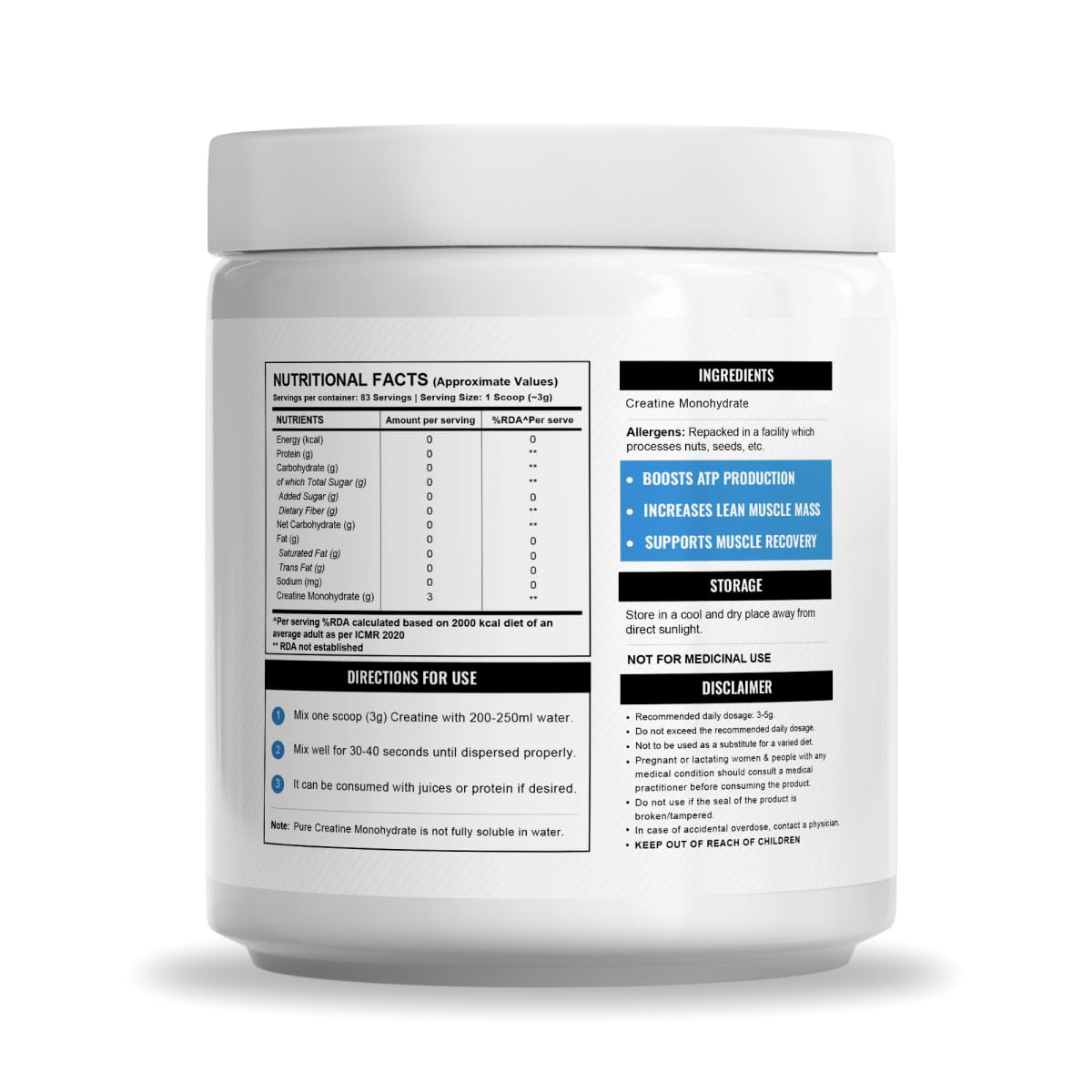 Wellcore - Pure Micronised Creatine Monohydrate - 250 gms