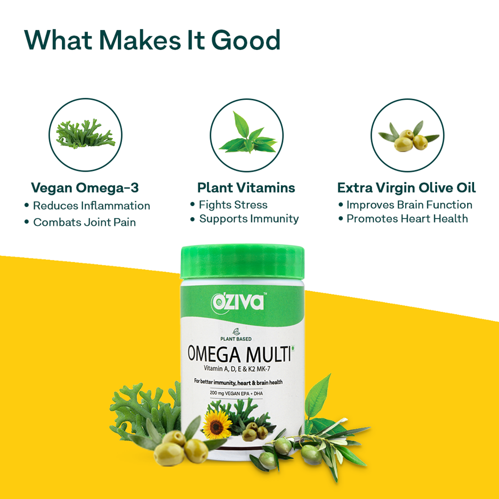 OZiva Plant Based Omega Multi for Men & Women - 30 capsules