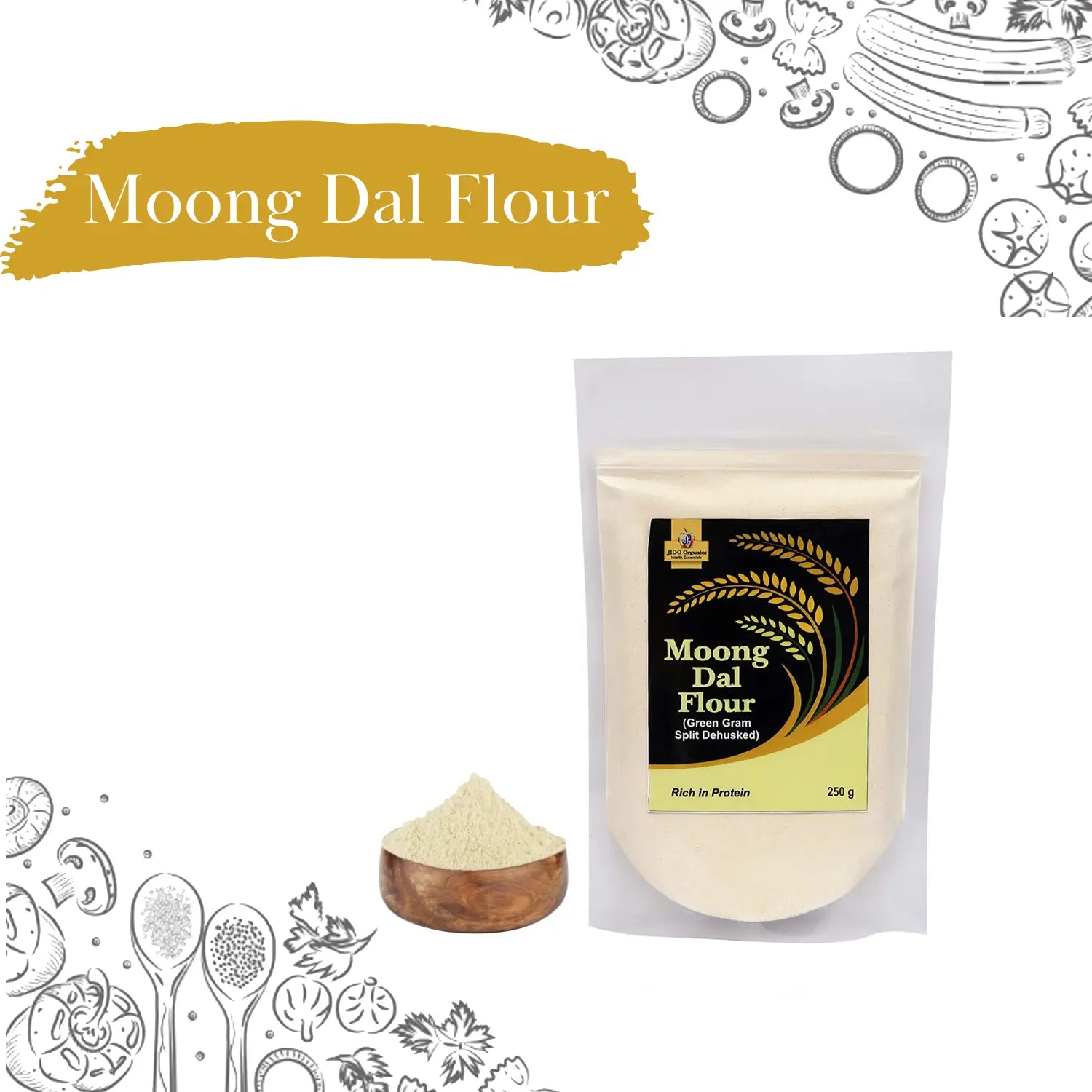 Jioo Organics Moong Dal Flour Powder - 250 gms