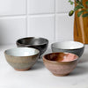 Anko Hand Glazed Mini Bowls Set of 4 Terracotta Designer Dessert Cup Pink Grey Brown Rose