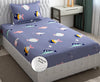 Fresh From Loom Glace Cotton 300 tc Wrinkle Elastic Fitted Cartoon Printed Bedsheets for Kids with 1 Pillow Fish Blue Smallsingle