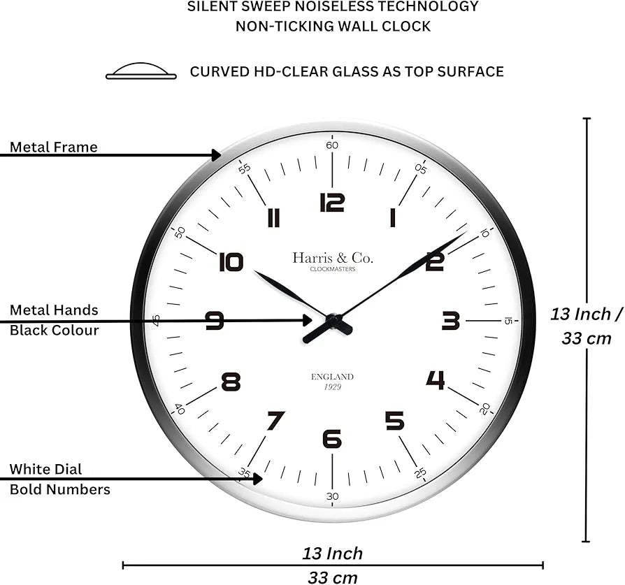 Clock With 13 Numbers Harris & Co. Clockmasters Premium Wall Clock Luxury Number Dial - 13 I ...